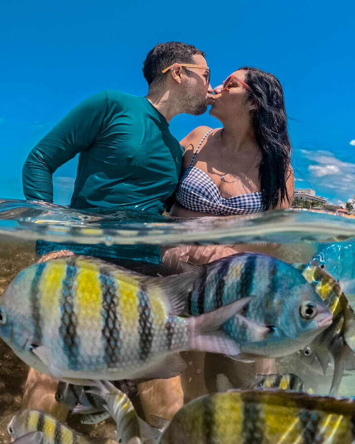Fábio e Juliana nas Piscinas Naturais de Porto de Galinhas